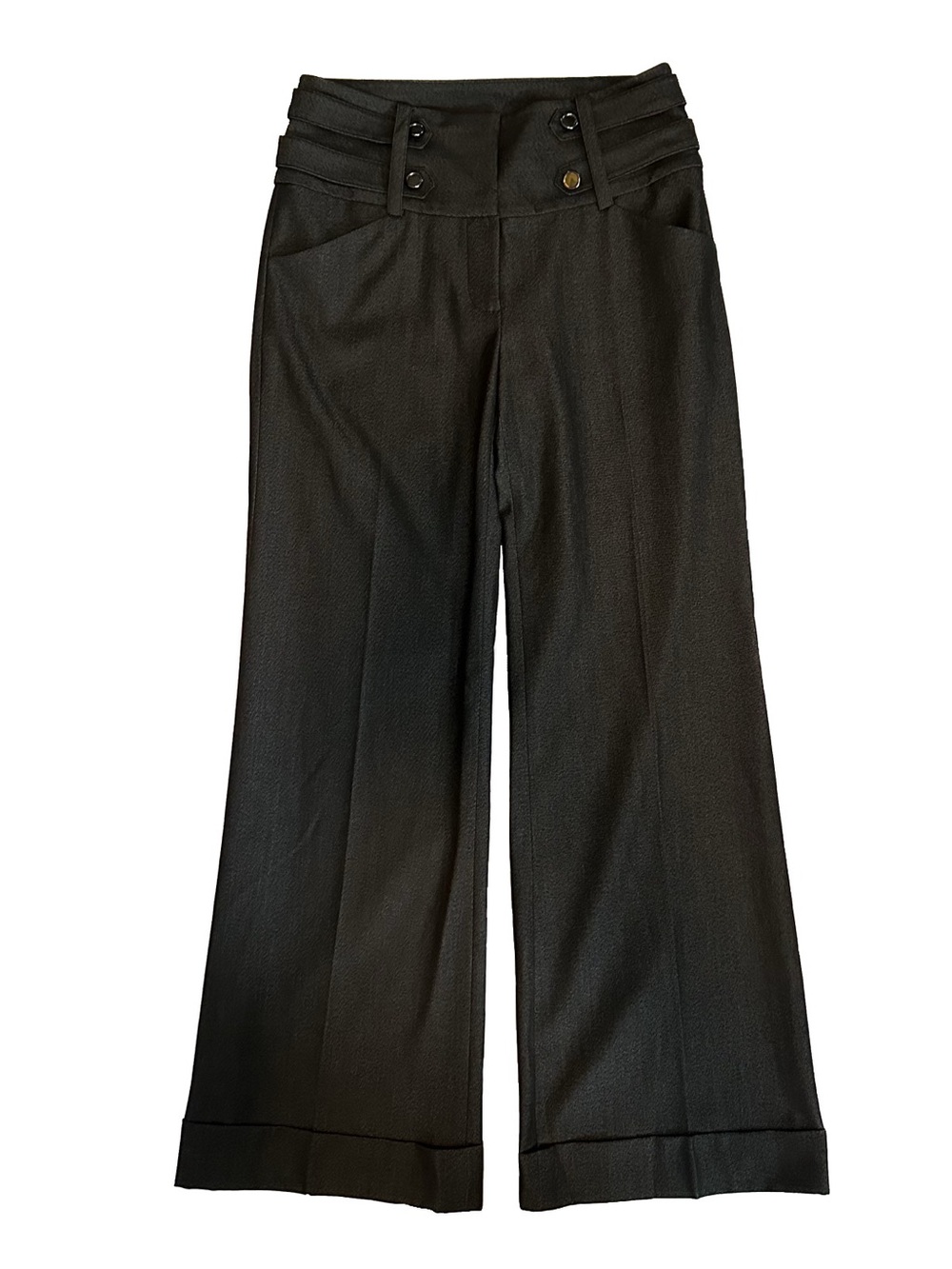 ANTONIO MELANI Stylish Charcoal Gray Wide-Leg High Waist Trouser Pants Size 4